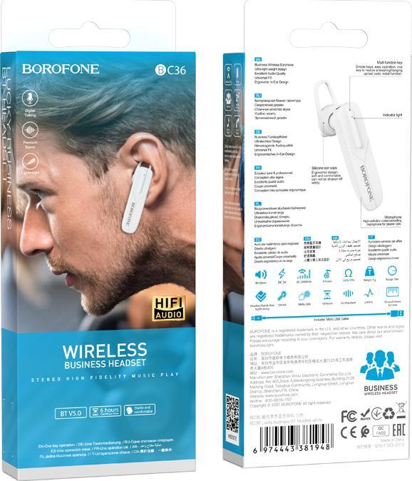 Immagine prodotto Borofone Bluetooth-Headset BC36 Lucky Weiss (6 h, Senza fili)