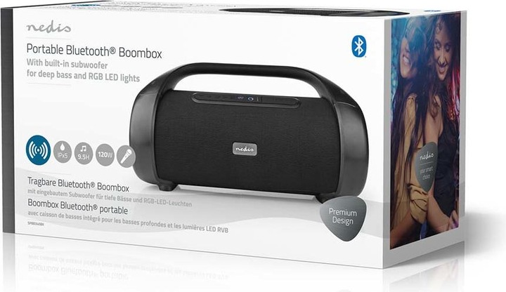 Actual product image Nedis Party Boombox 120W, 9.5h battery/Bluetooth/ TWS/ RGB (9.50 h, Battery operated)