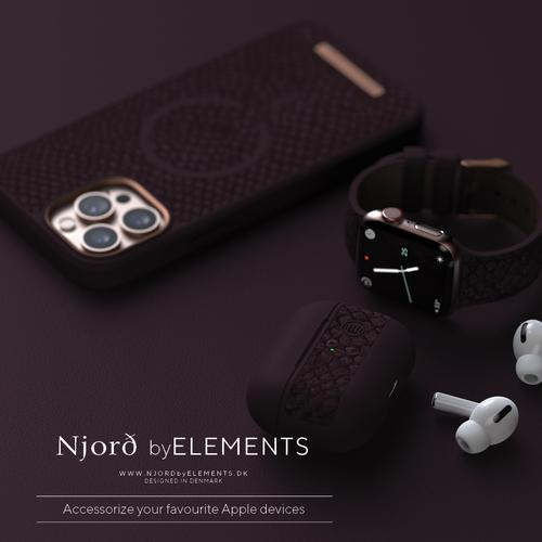 Immagine prodotto Njord Cinturino Per Orologio Eldur (45 mm, 44 mm, Pelle Vegan, Chiusura in acciaio inox, Pelle di salmone)