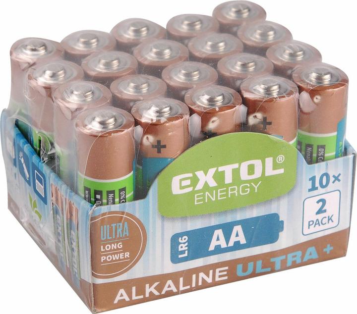 Actual product image Extol Alkaline batteries ENERGY ULTRA +, 20 pieces, 1.5V AA (LR6) (20 pcs., AA)