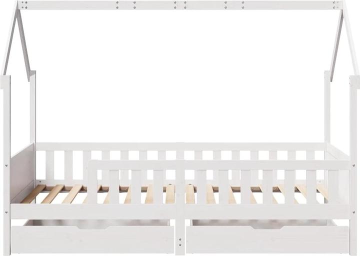 Produktbild vidaXL Kinderbett Hausbett Holzbett mit Schubladen 80x160cm Massivholz Kiefer (80 x 160 cm)