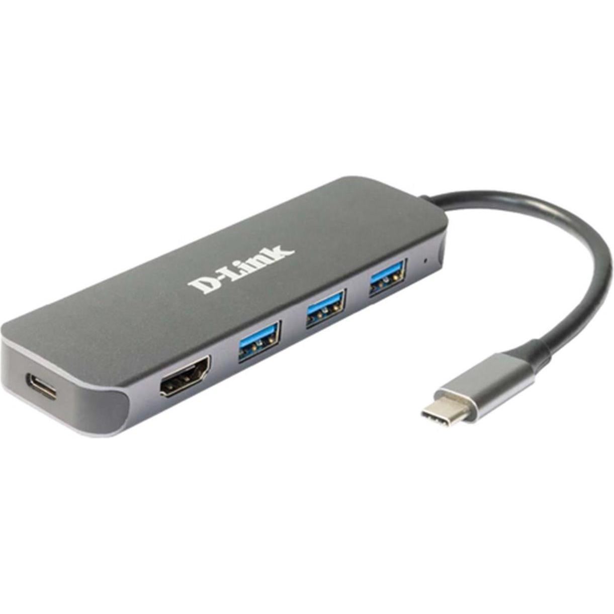 D-Link DUB-2333, USB Type-C, HDMI, USB 3.2 Gen 1 (3.1 Gen 1) Type-A, USB Type-C, 5000 Mbit/s, Grey (USB-C, 5 Ports), Doc...