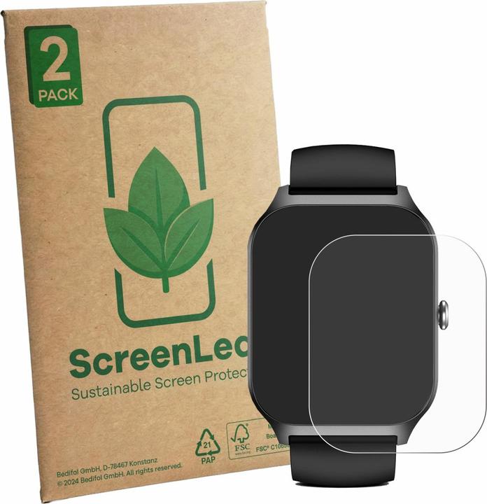 Produktbild ScreenLeaf Schutzfolie für Kriutefy Smartwatch 1.83" nachhaltiger Displayschutz Display Schutz Folie Klar