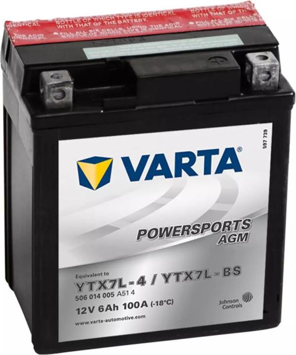 Actual product image Varta Powersports AGM YTX7L-BS (12 V, 6 Ah, 100 A)