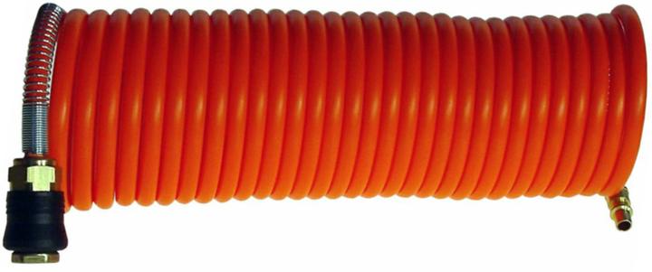 Actual product image Prebena Spiral hose Rilsan orange with compressed air coupling and plug nipple length 75 m