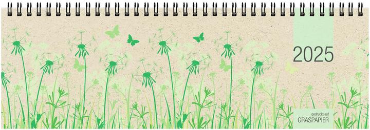 Bureaukalender 2025 graspapier, 32x10,5cm, duurzame bureaukalender met 128 pagina's (Hardcover, Duits)