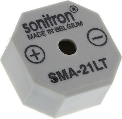 Sonitron 90dB Through Hole Continuous Internal Buzzer, 21 x 21 x 9.5mm, 1.5V dc Min, 15V dc Max