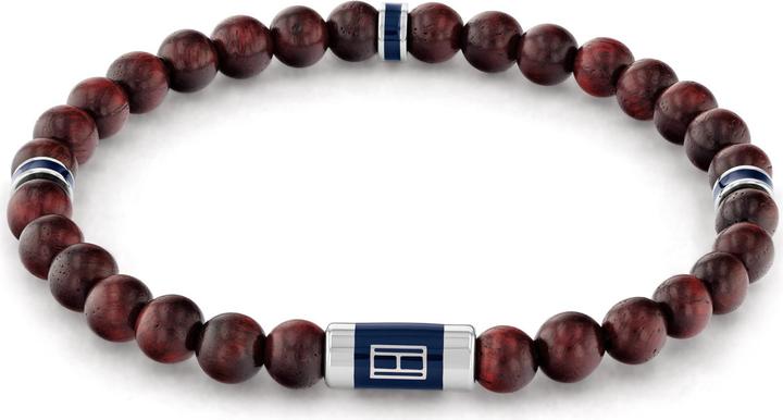 Tommy Hilfiger Beaded Armband (18 cm, Edelstahl, Holz)
