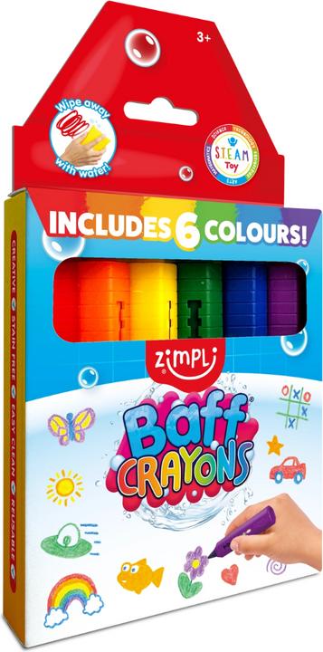 Actual product image Zimpli Kids Zimpli Baff Crayons 6 Pack Colourful Arts & Crafts Bath Toy