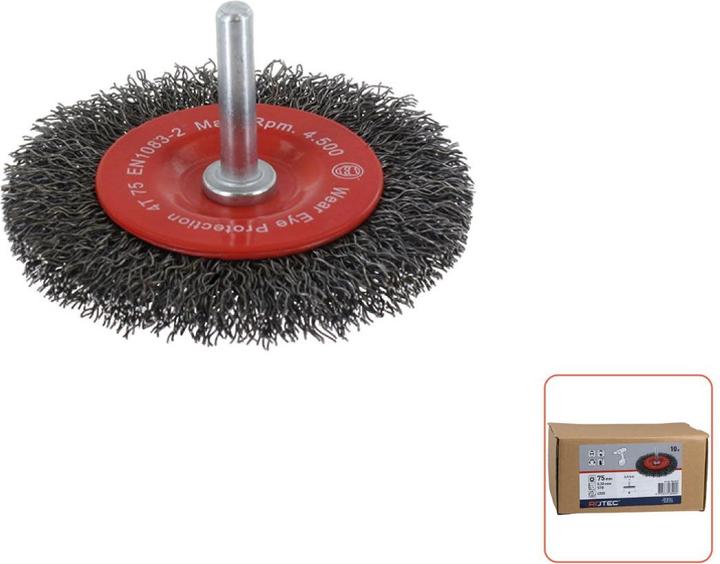 Actual product image Rotec 798.0315 Bleistiftbürste sch.6mm 75 x 0,30 mm x 10 mm gewellter Stahldraht