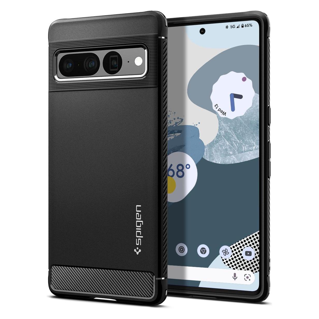 Spigen Rugged Armor Google Pixel 7 Pro czarny/matte black ACS04725 (Google Pixel 7 Pro), Smartphone Hülle, Schwarz