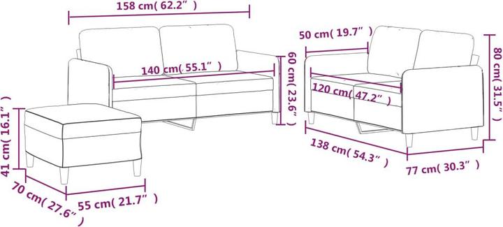 Produktbild vidaXL Sofagarnitur (2-Sitzer, Polstergruppe)