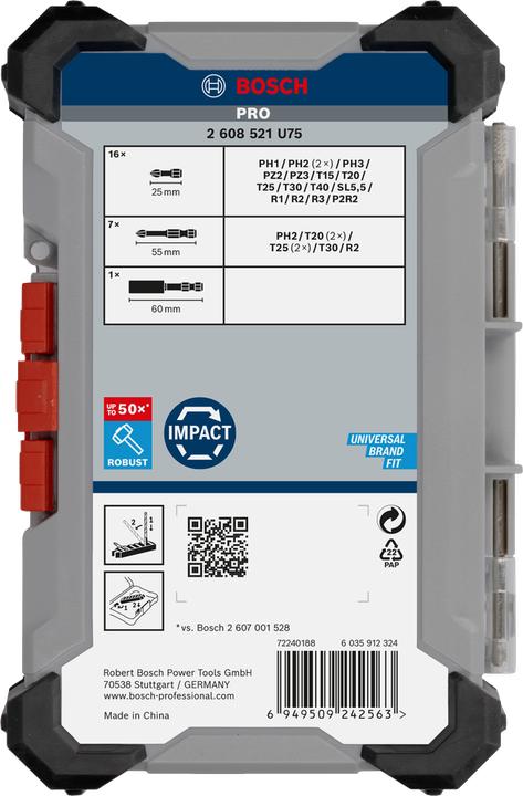 Produktbild Bosch Professional Zubehör Pro Impact Schrauberbit-Set (Innensechsrund TX, Kreuz Phillips PH, Kreuz Pozidriv PZ, Schraubschlitz)