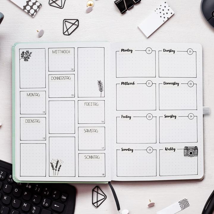 Produktbild Papierdrachen Bullet Journal – (Watercolor) – Notizbuch A5 gepunktet (Gepunktet, Harter Einband)