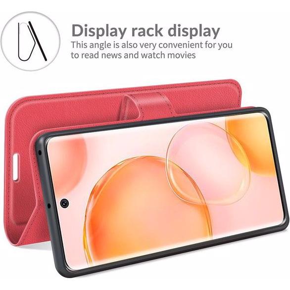 Thumbnail - MU Classic Litchi Leder Bookcover Series (Honor 50, Huawei Nova 9), Smartphone Hülle, Rot