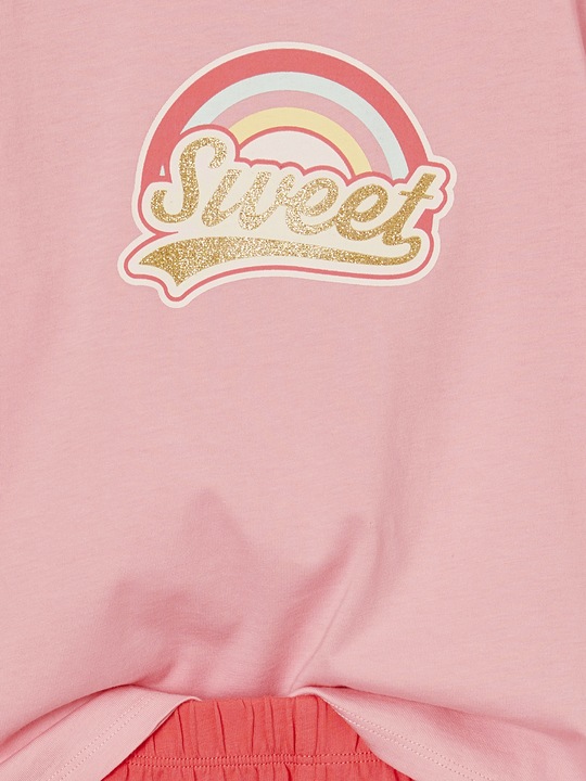 Actual product image Vertbaudet 2er-Pack Mädchen Sommer-Schlafanzüge Regenbogen & Flamingo, mit Recycling-Baumwolle (146)