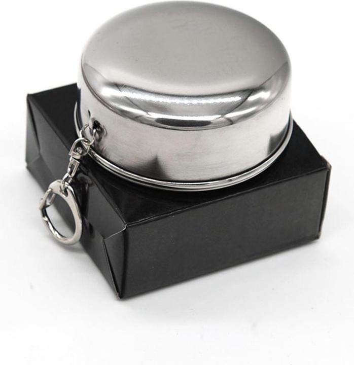 Actual product image König Design Mini Mug Collapsible Stainless Steel Folding Mug Cup Tent Camping Hiking