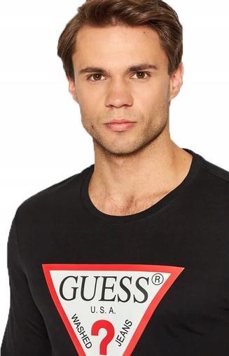 Immagine prodotto Guess Herren CN LS ORIGINAL Logo Shirt, Schwarz/Hellrot/Weiss, M (M)