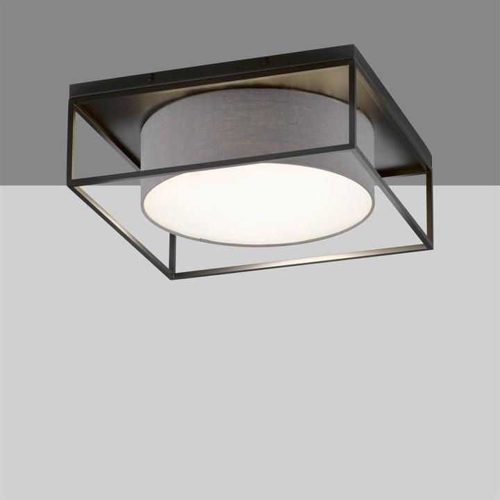 Produktbild Fischer & Honsel Honsel Deckenleuchte Carre - sandschwarz/Stoffschirm Leinen grau (21330) (E14)
