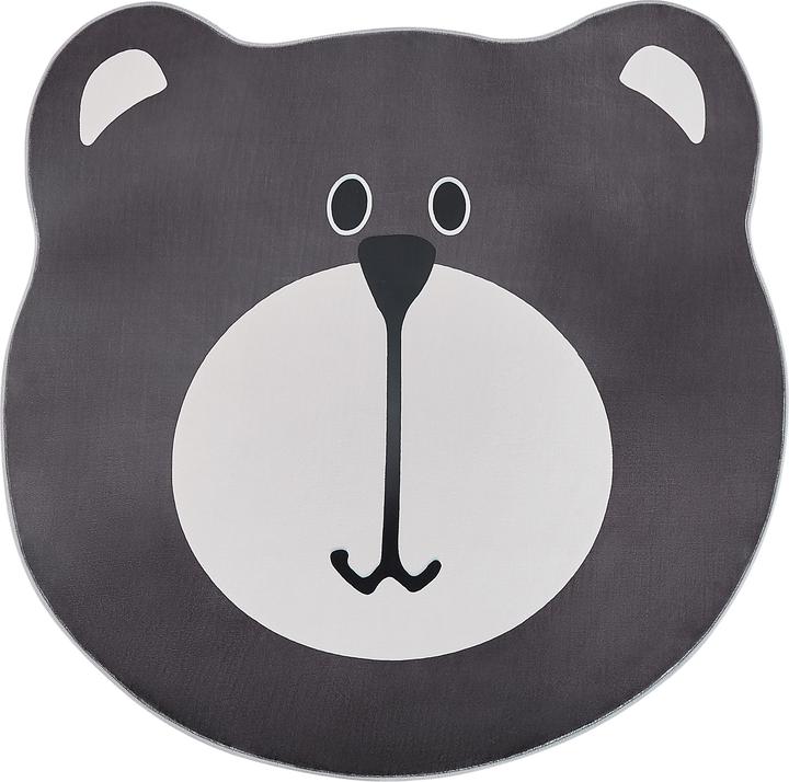 Beliani Kinderteppich braun ⌀ 120 cm Bärenmotiv Kurzflor COLARGOL (120 x 120 cm)