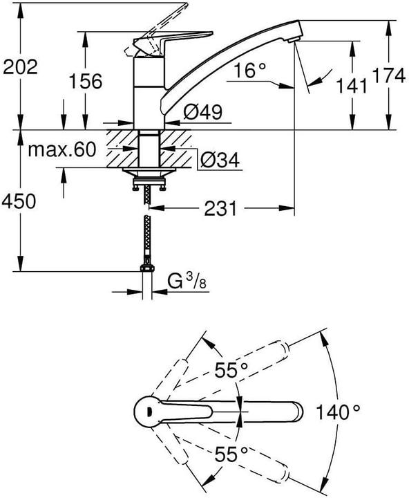 Produktbild Grohe Kchenarmatur mit Einhebelmischer Start Eco chrom glnzend 31685000