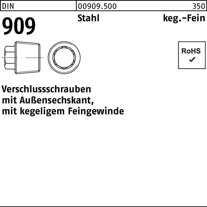 Produktbild Verschlussschraube DIN 909 m.Aussen-6-kant M 18 x 1,5 Stahl