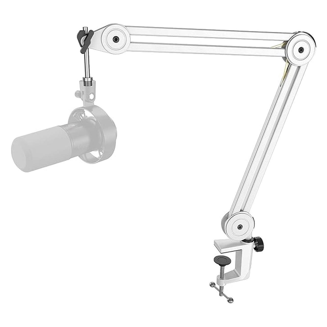 Fifine Universeller Mikrofonstativ-Boomarm, Mikrofonständer, Weiss