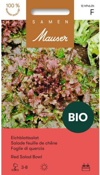 Produktbild Samen Mauser Bio Eichblattsalat Red Salad Bowl (Gemüsesamen)