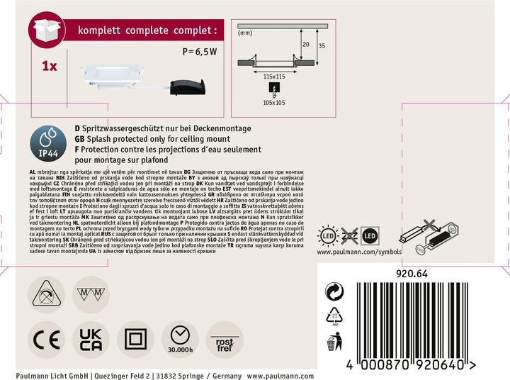 Produktbild Paulmann Einbaupanel Quality Line (390 lm)