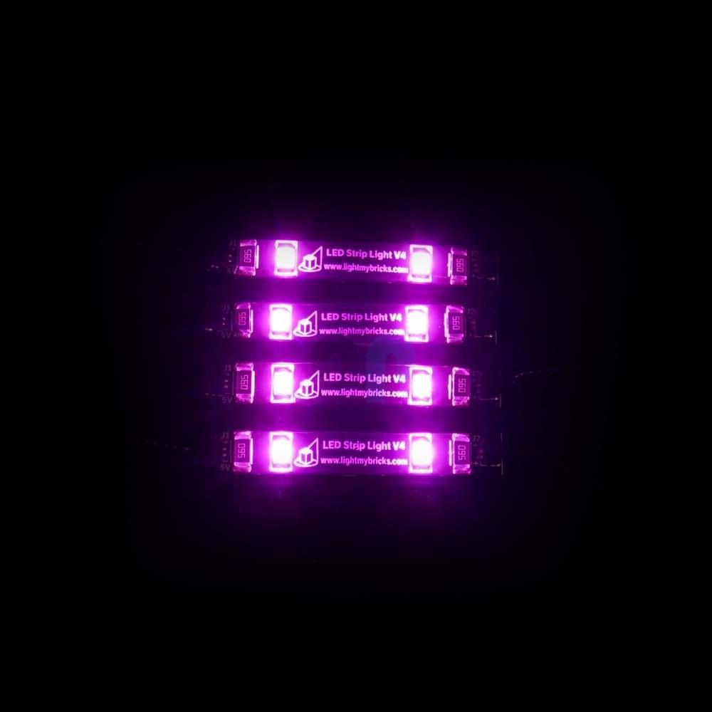 Light my bricks LED Beleuchtungs Klebestreifen mit Pink LEDs für LEGO (4er Pack)