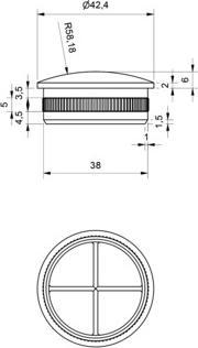 Actual product image OK-Line Endkappe halbrund, hohl,f.Rohr ø42.4x2mm (Stainless steel A2)