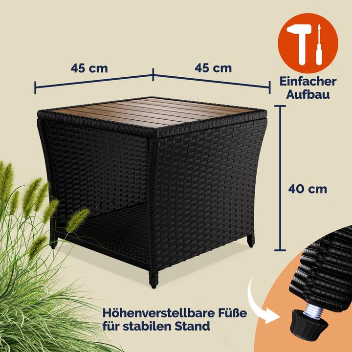 Image du produit Casaria Polyrattan Beistelltisch Akazie