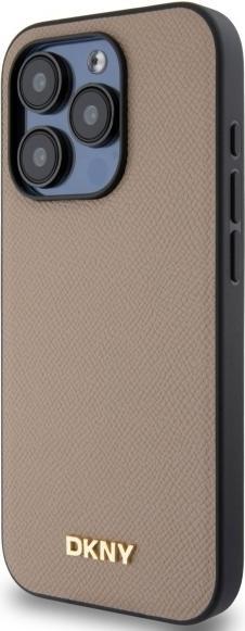 Produktbild DKNY - Leather Hardcase Grained PU Metal Logo MagSafe (DKHMP15LPGHLME) - iPhone 15 Pro - Beige (Apple iPhone 15 Pro)