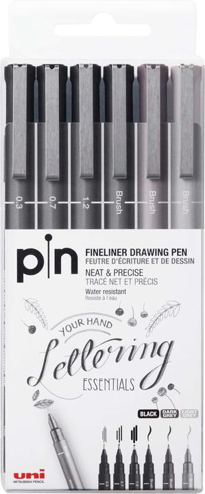 Produktbild Uni-ball PIN - Fineliner (Grey, Black, 6 x)