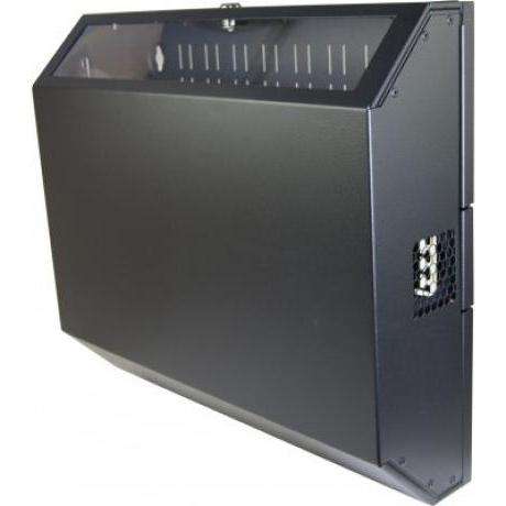 Tecline Contenitore a parete Dexlan 8 U, nero, uso flessibile Risparmio di spazio e massima capacità di (Rack da 19 pollici), Armadio rack, Nero