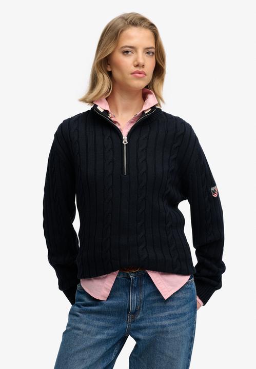 Produktbild Superdry Damen lässiger Strickpullover mit halbem Reissverschluss (M)