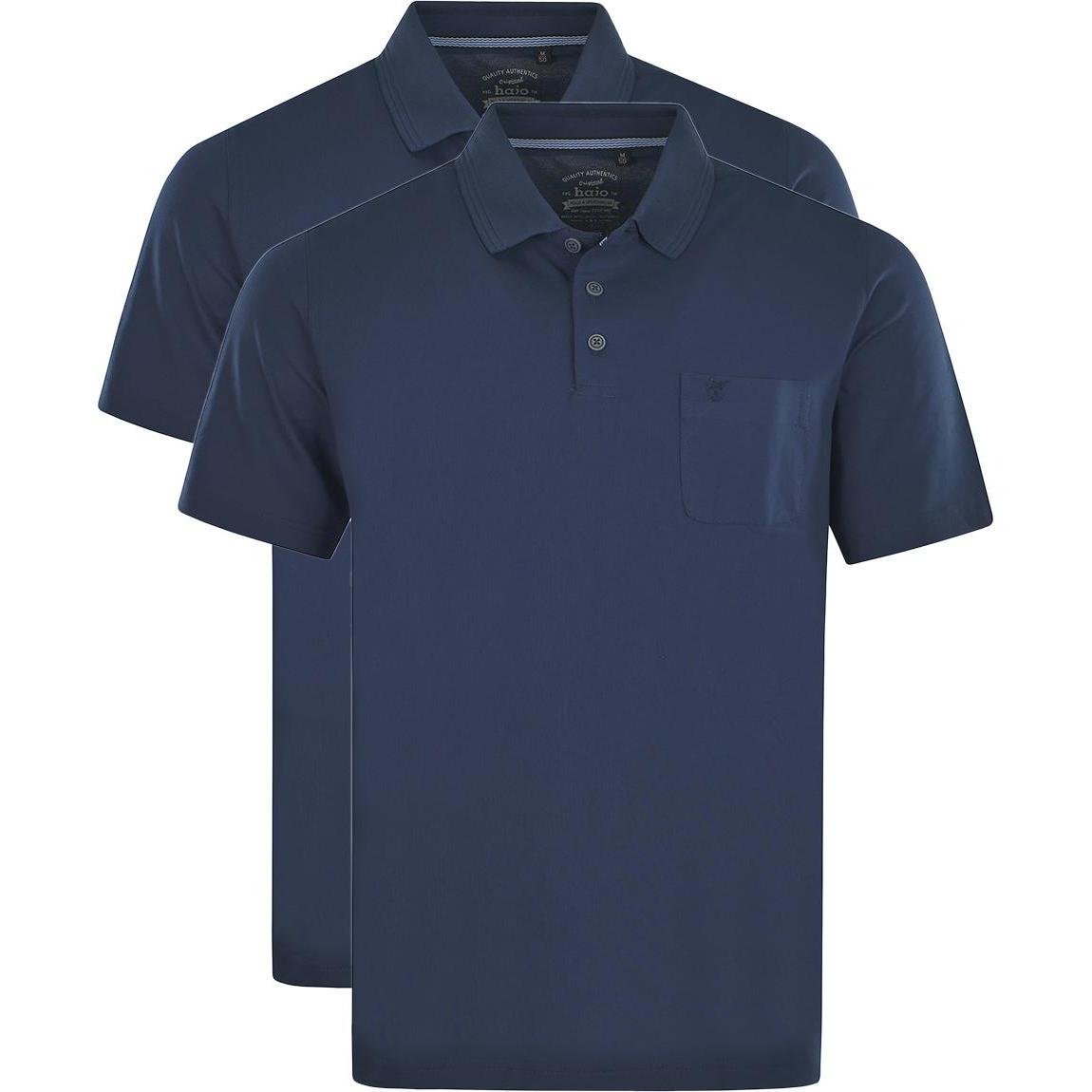 Hajo, Herren, Shirt, 2er Pack Pique Poloshirt, Blau, (56)
