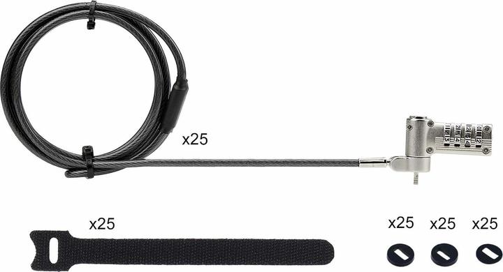 Productafbeelding StarTech com UNIVCS25-LAPTOP-LOCK, 2 m, Kensington, Nano, Noble, Verrouillage à combinaison, Plastiq