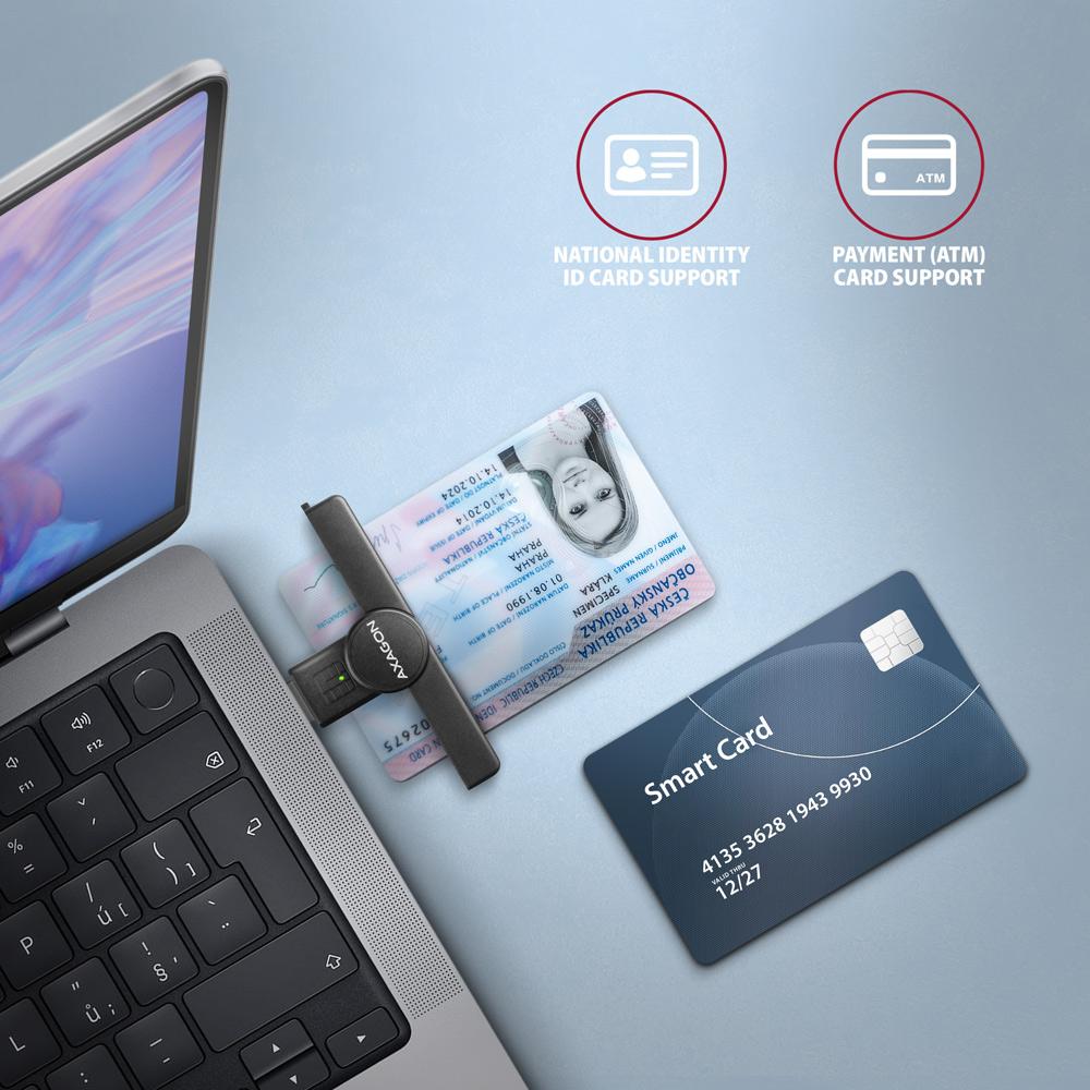 Thumbnail - Axagon CRE-SMPA USB Smart Card PocketReader (USB), Speicherkartenlesegerät, Schwarz