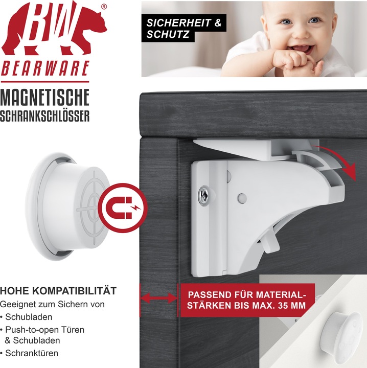 Produktbild Bearware 10x Babysicherung Schrankschloss Set