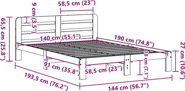 Produktbild vidaXL Bettgestell (140 x 190 cm)