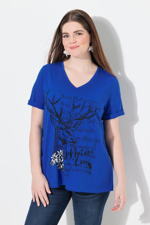 Produktbild Ulla Popken T-Shirt, Trachtenmotiv, Classic, V-Ausschnitt, Halbarm (62)
