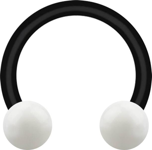 Immagine prodotto Star Piercing Micro Circular Barbell nero con due sfere bianche (Materiale sintetico, senza ottone)