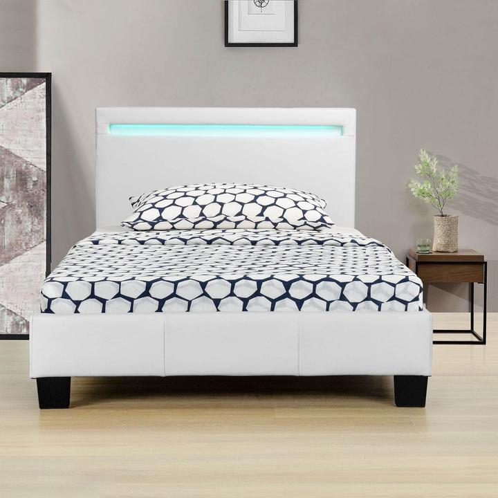Actual product image Juskys LED upholstered bed Verona with slatted frame (90 x 200 cm)