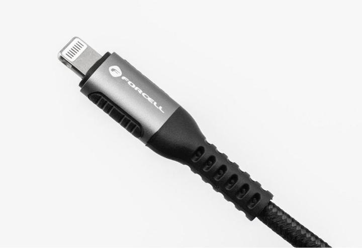 Actual product image Forcell Cable F-ENERGY C257 cable USB A to Lightning 2,4A 12W Cafule 0,25 m black (0.25 m, 12 W)