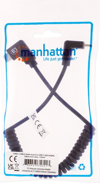 Actual product image Manhattan Spiral cable USB-C to USB-C charging cable (1 m, USB 3.1)