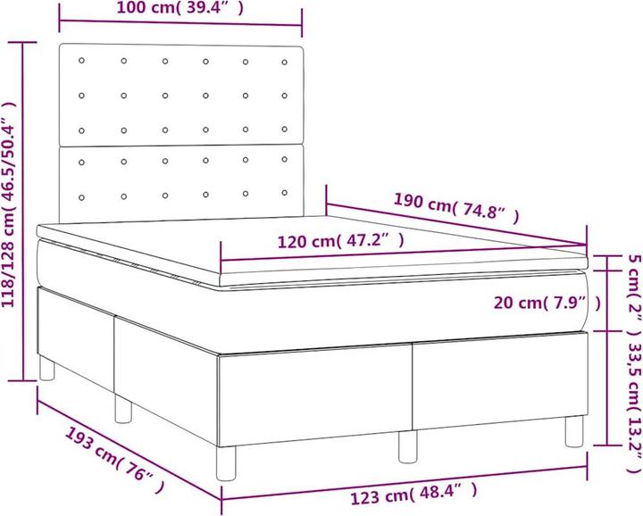 Produktbild vidaXL Boxspringbett (120 x 190 cm)