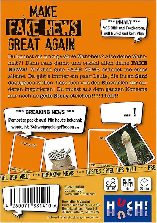 Produktbild 882165 - Alternative Fakes 1: Make Fake News Great Again, 4+ Spieler, 16 Jahren (DE-Erweiterung) (Deutsch, 4 Spieler)