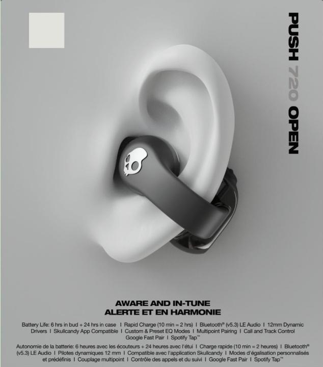 Image du produit Skullcandy Push 720 Open Ear (Pas de réduction du bruit, 30 h, Sans fil)