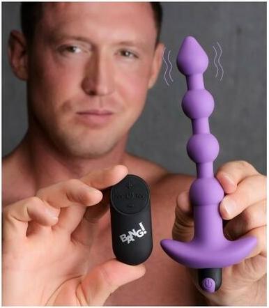 Actual product image XR Brands Vibrating Silicone Anal Beads & Remote Control